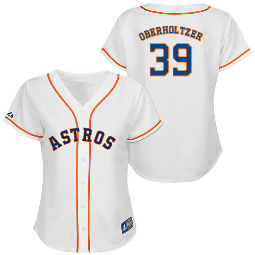 Brett Oberholtzer #39 mlb Jersey-Houston Astros Women's Authentic Home White Cool Base Baseball Jersey